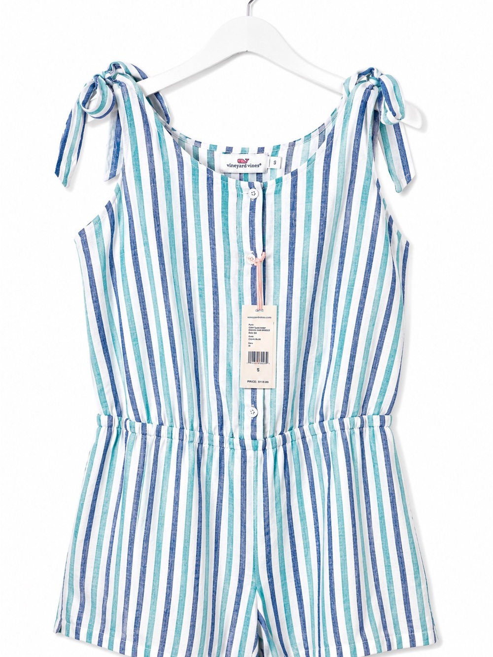 Vineyard Vines Tie Shoulder Striped Romper NWT Size Small